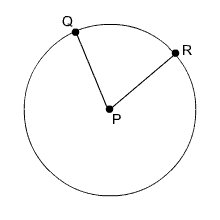 Circle P with points Q and R on the circle, angle QPR is drawn